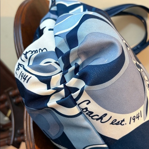 Coach Poppy Pop C Glam tote shoulder bag denim blue/white/Silvertone HW NWOT - Picture 12 of 17